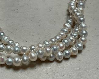 Pearl Necklace with Sterling Silver 925 Spring-Ring Clasp, 61 g (3/4)