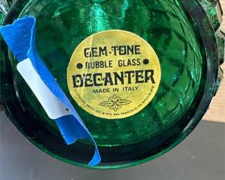 Green Gem-Tone Bubble Glass Triple-Gourd Decanter with Stopper (2/2)
