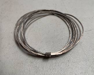 Sterling Silver Textured Multi-Bangle Bracelet (2/3)
