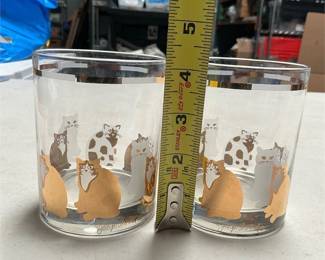 Georges Briard Signed Cat Lowball Glasses, Pair (5/5)