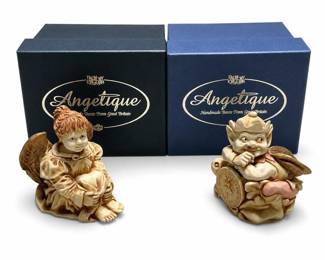 Harmony Kingdom Angelique Ingenue and Bon Chance Box Figurines with Boxes