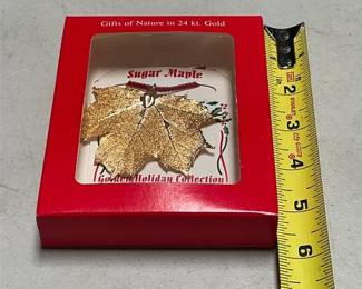 Golden Holiday Collection 24 Kt. Gold Sugar Maple Leaf Ornament, Boxed (4/4)