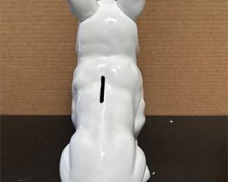 White Ceramic French Bulldog Coin Bank (3/4)