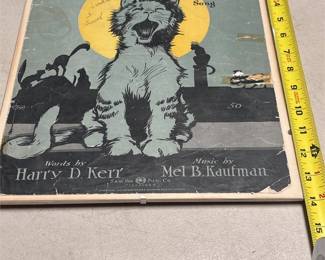 ME-OW 1919 Sam Fox Framed Sheet Music Cover, Harry D. Kerr and Mel B. Kaufman (5/5)