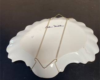 Ellen Miller Signed Painted Scalloped Wall Plate, Girl on a Swing (2/2)