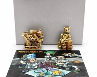 Harmony Kingdom Wolfie In Space & Minx On The Moon Box Figurines