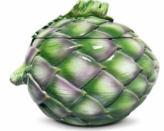 Italian Artichoke Glazed Ceramic Covered Vessel