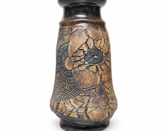 Ceramic Vase with Textured Fanlike Motifs