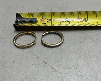 Gold-Tone Sterling Silver Inside-Out Cubic Zirconia Hoop Earrings (4/5)