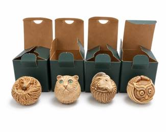 Harmony Kingdom Roly Polys Cass Cat, Mostel Owl, Gleason Ram, Benny Hedgehog