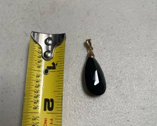 Synthetic Green Quartz Pendant with 18K Yellow Gold Bail (4/4)
