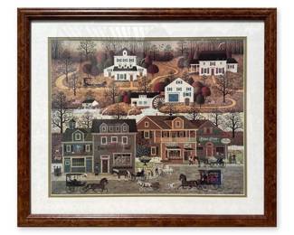 Charles Wysocki “Hawk River Hollow” Signed Fine Art Print, Framed