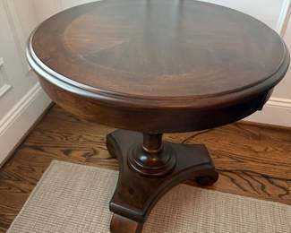 Item #7. Ashley Furniture pedestal side table. 26" round. H- 25. Great condition. Price - $110.00