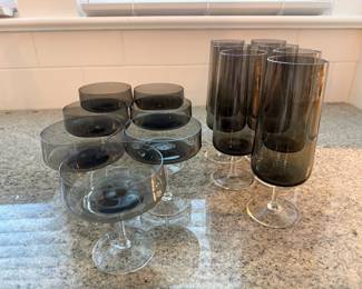 Vintage MCM smokey gray crystal Barware set. Price - $40.00