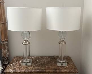 Pair of glass lamps. Very heavy. Brand unknown. H - 29 1/2. Price - $90.00