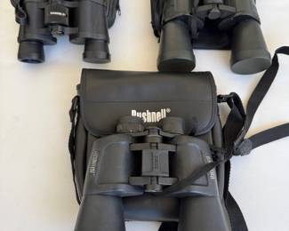 Set of 3 binoculars. Tasco, Bushnell ( no lense caps), Optic 1050. Price - $10.00