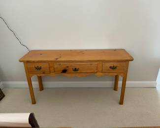 Item #2. Thomasville Replicas Pine console table. H - 26 3/4. W- 54". D- 16". Excellent condition. Price - $140.00
