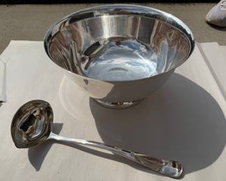 Webster Wilcox silver plated punch bowl and ladle. 12"D. 6 1/4 H. We have two punchbowls for sale.Price - $42.00