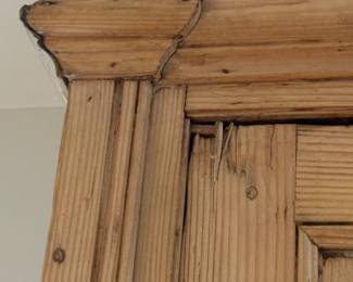 Item #1. European Pine secretary/linen press armoire- 19th century. H - 97". D- 24". W- 53".Comes in 2 sections. See pictures for condition.Must bring help to move! Price - $495.00