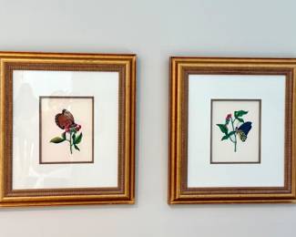 Pair of botanicals with butterflies. W- 20 3/4. H- 22 3/4. Excellent condition. Price - $44.00