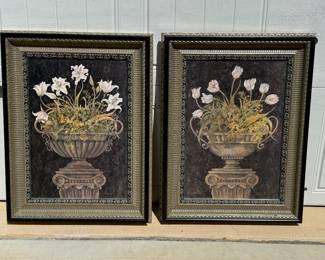 Pair of framed urns. W - 23 3/4. H- 30 1/2. Price - $50.00