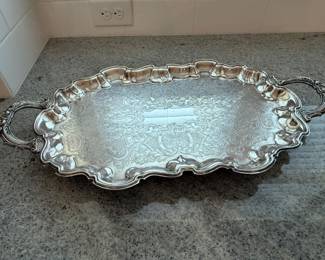 English Silver plated footed tray. L - 25 1/2. W -13. Price - $18.00