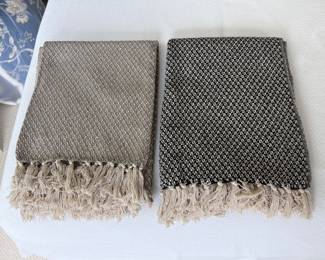 Set of two fringe blankets by Arkwright. Black/cream and Beige/cream. Price- $10.00