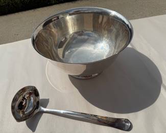 Webster Wilcox Silver plated punch bowl with ladle 12" D. We have two punchbowls for sale.Price-$42.00