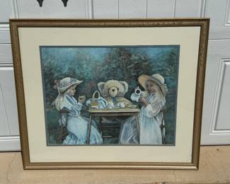 Teddy Bear Tea Party framed print. W- 31". H- 26". Price - $16.00