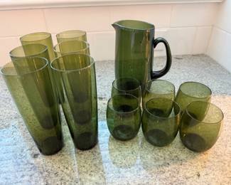 Littala Erkki Vasanto/ Tapio Wirkkala Green Drink set. Made in Finland. Price -$90.00