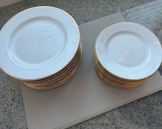 12 Gold Rimmed Dinner plates (Sonoma) & 12 salad plates (Pottery Barn), 12 placemats. Price - $48.00