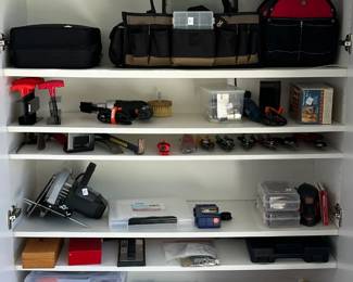 several cabinets filled with tools