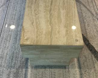 travertine stone and glass coffee table