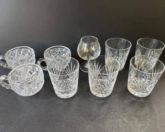 126 assortedpressedandcutglasscupsand