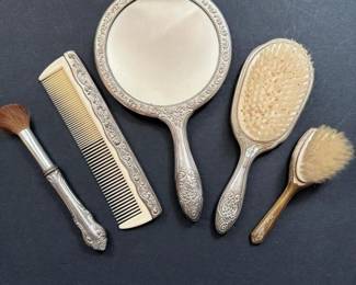 352 silverplatedvanitybrushcombmirrora