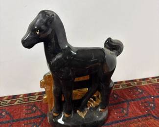 020 blackceramichorsetablelampbasewith