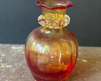 399 handblownamberinastyleartglassvase