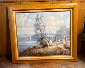 081 30x26signedframedtexturedlakeside