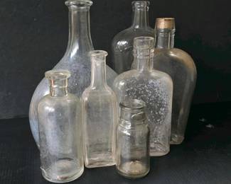 187 vintageclearglassbottlesapothecarys