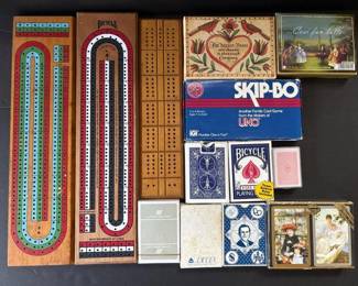127 assortedcardgamesandcribbageboards