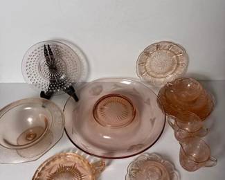 323 assortedpinkdepressionglasswareinvi