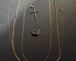 344 14kgoldchainsearringandcrosspendan