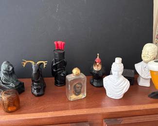 256 assortedfiguralglassdecantersandbot