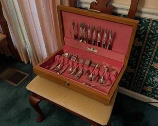 Queen Anne style dining chair with Towle supreme cutlery flatware set