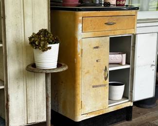 Metal enamel top cabinet, metal stand 
