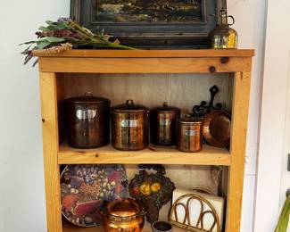 Artwork, copper canister set, copper watering can
