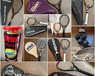 Large Collection of Tennis & Squash Racquets ft. Prince Pro & Head Titanium