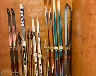 (6) Pairs Vintage and Modern Cross Country Skis with (3) Pairs of Poles