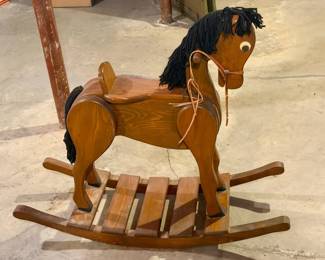 Vintage Wooden Rocking Horse
