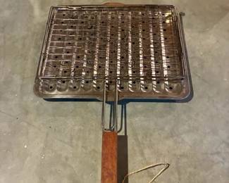 Grilling Basket with Wooden Handle and Broiler Tray